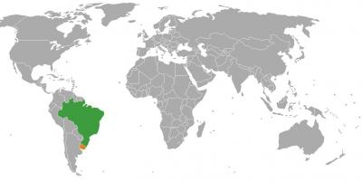 Uruguaj polohu na mape sveta