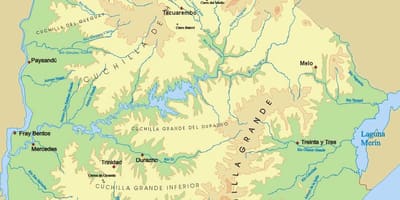 Mapa fyzickej Uruguaj