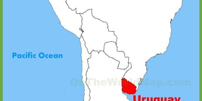 Mapa Uruguaj južná amerika