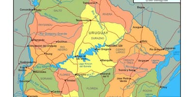 Mapa Uruguaj politické