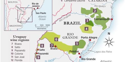 Mapa Uruguaj víno